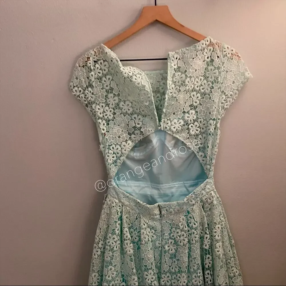 Monique Lhuillier Blue Lace Mini Dress 4
